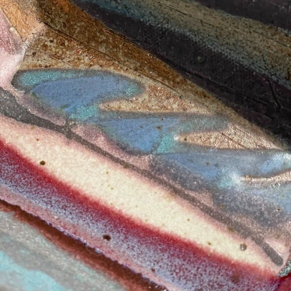 Klickitat Art Pottery Stoneware Lava Abstract Glazed Rectangular Serving Bowl - Picture 8 of 9